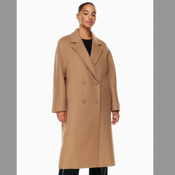 Aritzia tan wool slouch coat long double breasted - Picture 1 of 7